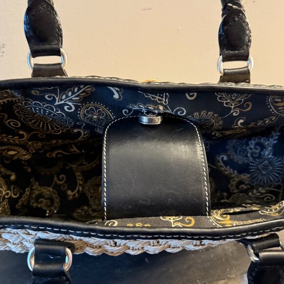 Brighton natural woven bag with black leather twisted handles. - Picture 15 of 15